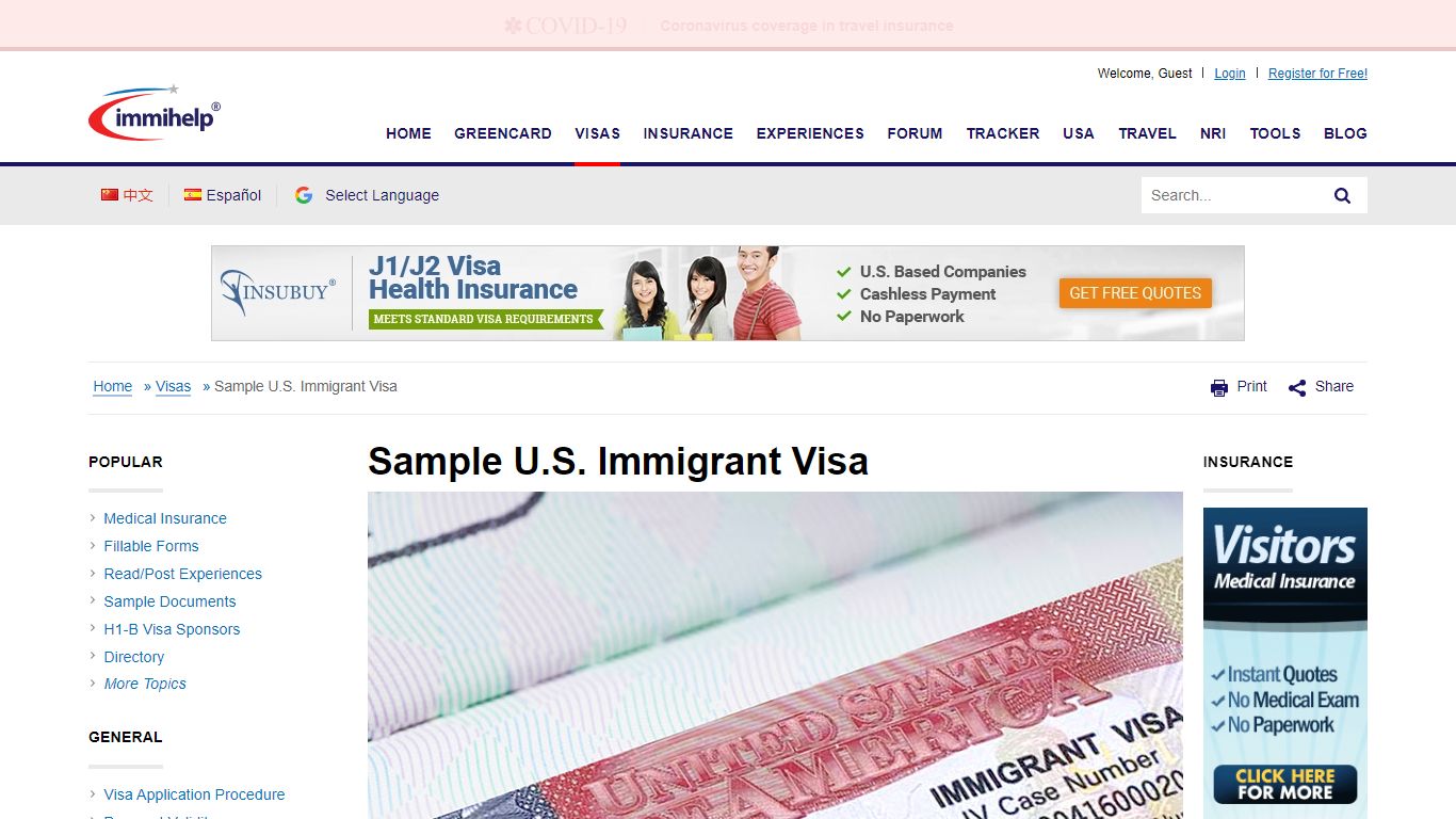 Sample U.S. Immigrant Visa - Immihelp